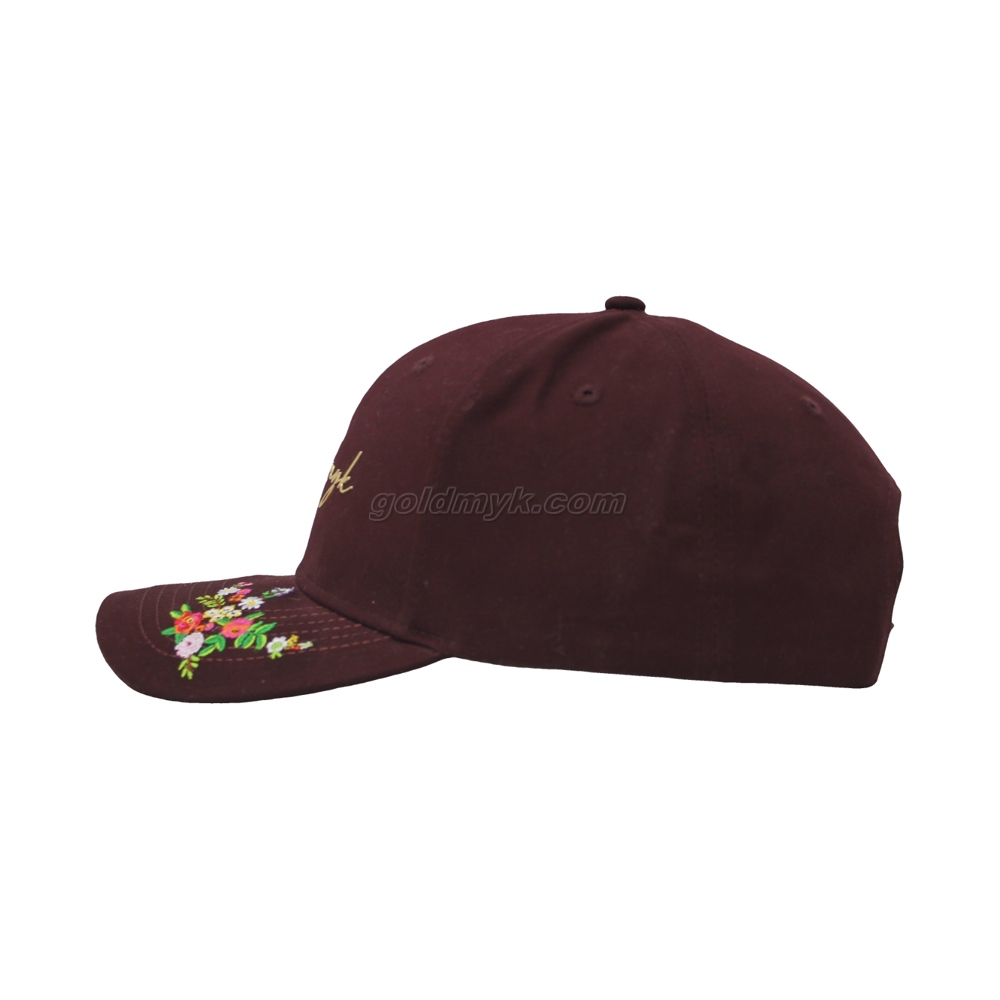 100% Cotton Baseball Cap Rope of Women And Men Custom Embroidery Silk Printed 6 Panel Cap Metal Buckle Closure
