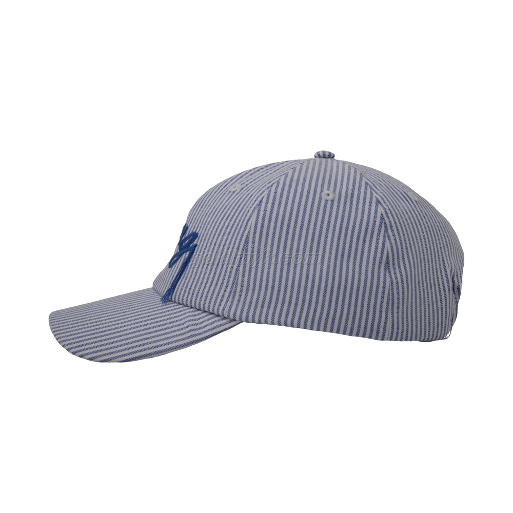 New Design Stripe Fabric Baseball Cap And Hat with Custom Tassel Embroidery