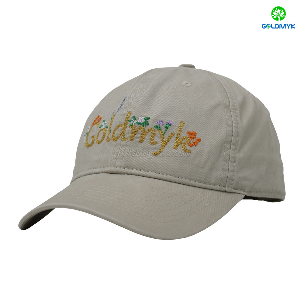 Custom Logo 100% Cotton Twill Fabric Street Style Baseball Cap Hat for Women And Men Business Appropriate 6 Panel Beige Wash