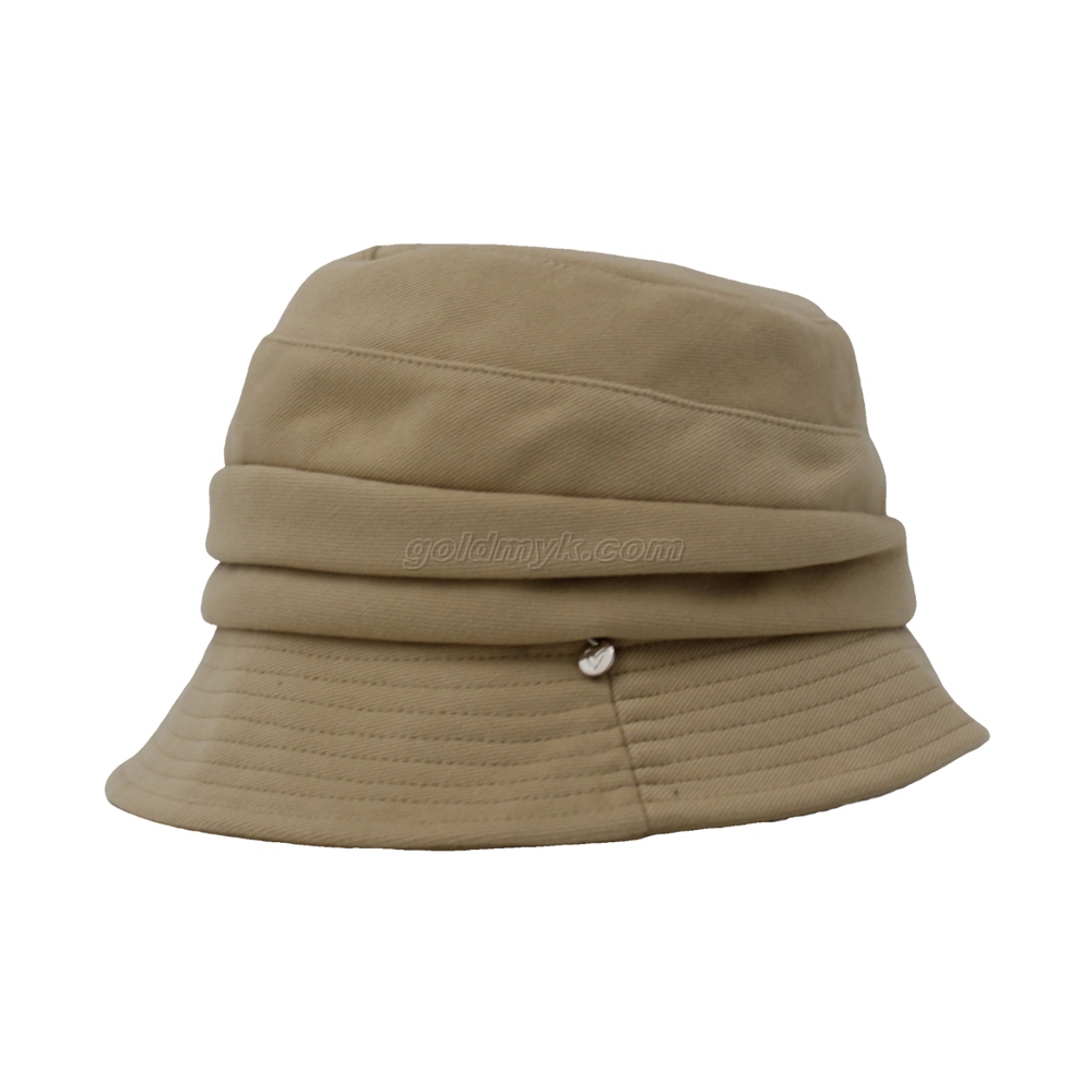 Fashion Warm Custom Bucket Hat with Metal Decoration for Women