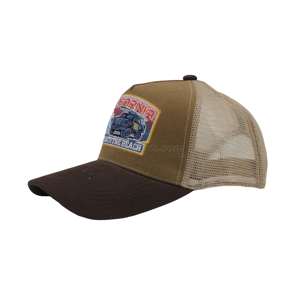 Trucker Cap Polyester Fabric Mesh Hat with Rubber Logo for Women and Men Can Custom Logo