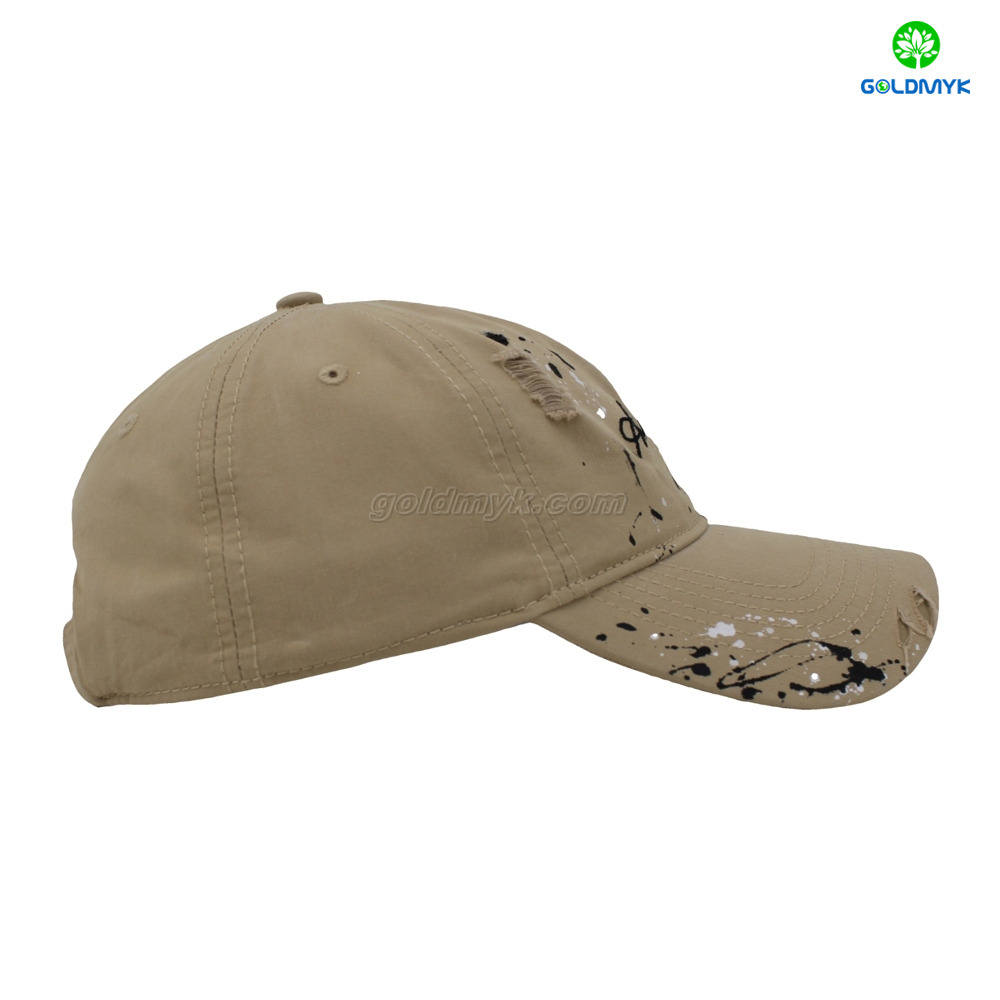 100% Cotton Flat Embroidery Checked Pattern Street Style Custom Fabric Cap Curved Brim 6-Panel Baseball Cap