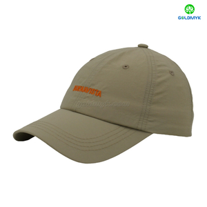 100% Polyester Khaki Flat Embroidery Street Style Custom Fabric Cap Curved Brim 6-Panel Baseball Cap