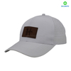 Laser Drilling Leather Patch White Street Style Custom Fabric Cap Curved Brim 6-Panel Trucker Mesh Caps