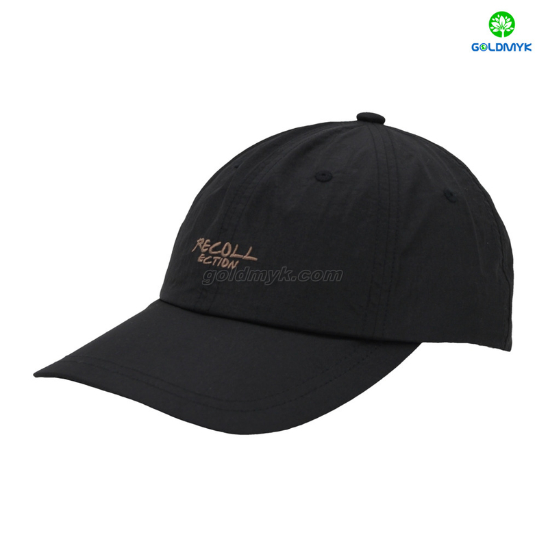 High Quality 100% Polyester Stylish Black Design Sporty Common Business 6-Panel Baseball Cap