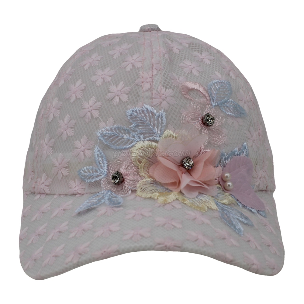 100% Polyester Baseball Cap Rope of Women And Men Custom Embroidery Silk Printed 6 Panel Cap Metal Buckle Closure