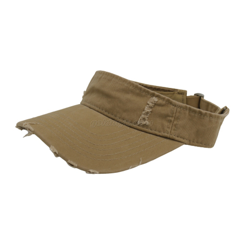100% Washed Cotton Sunvisor Cap Rope of Women And Men Custom Embroidery Silk Printed 6 Panel Cap Metal Buckle Closure