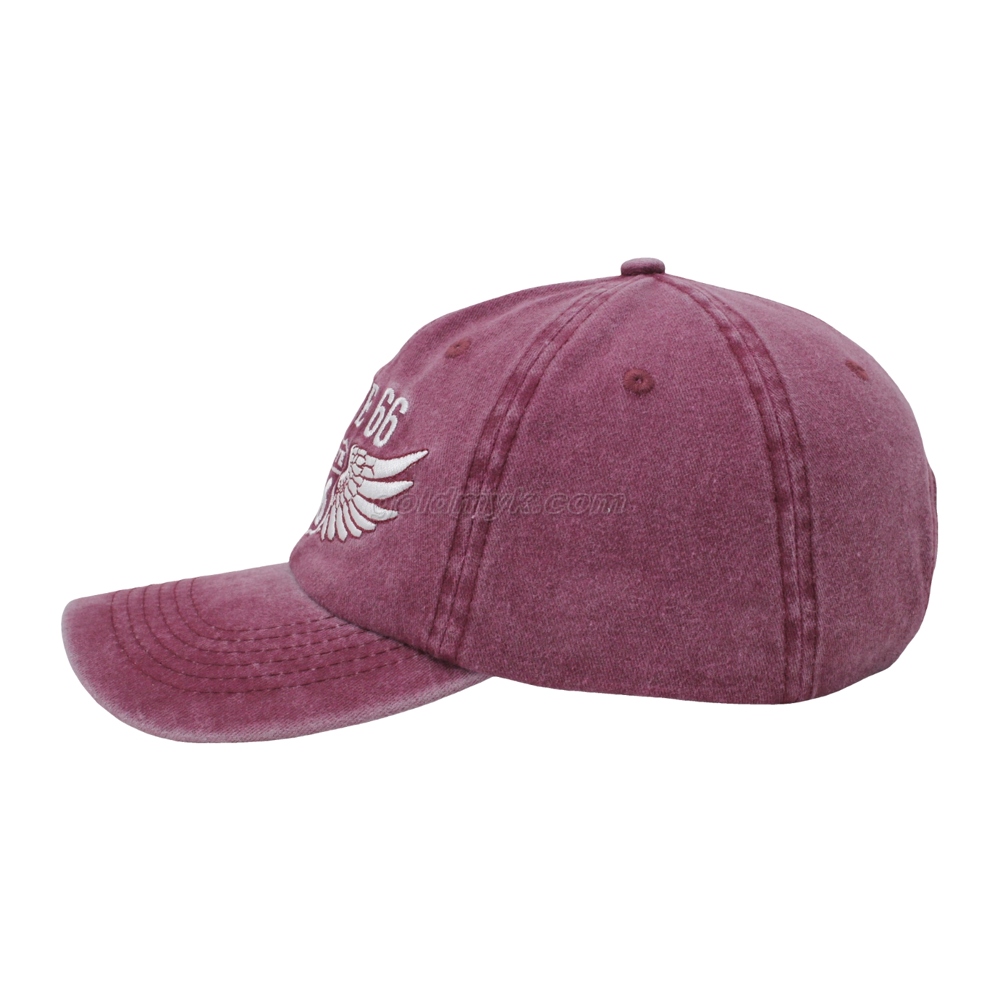 Hot Sale Unstructured Pigment Washed Cotton Route 66 Baseball Cap And Hat