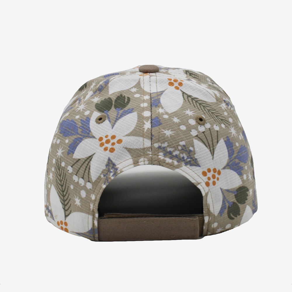 Beautiful Flower Fabric Baseball Cap And Hat with Structured Front Panel And Custom Logo Design 