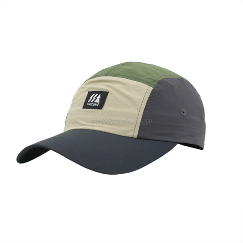 Microfiber Soft Polyester Fabric Five Panels Running Cap And Sports Cap with Custom Woven Patch Logo