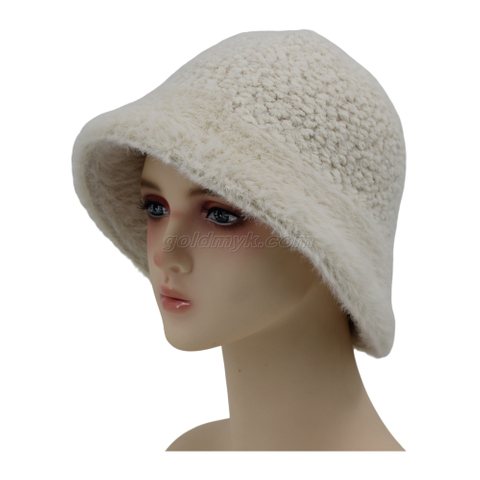 White Color Fashion Wool Fabric Women Winter Hat for Warm
