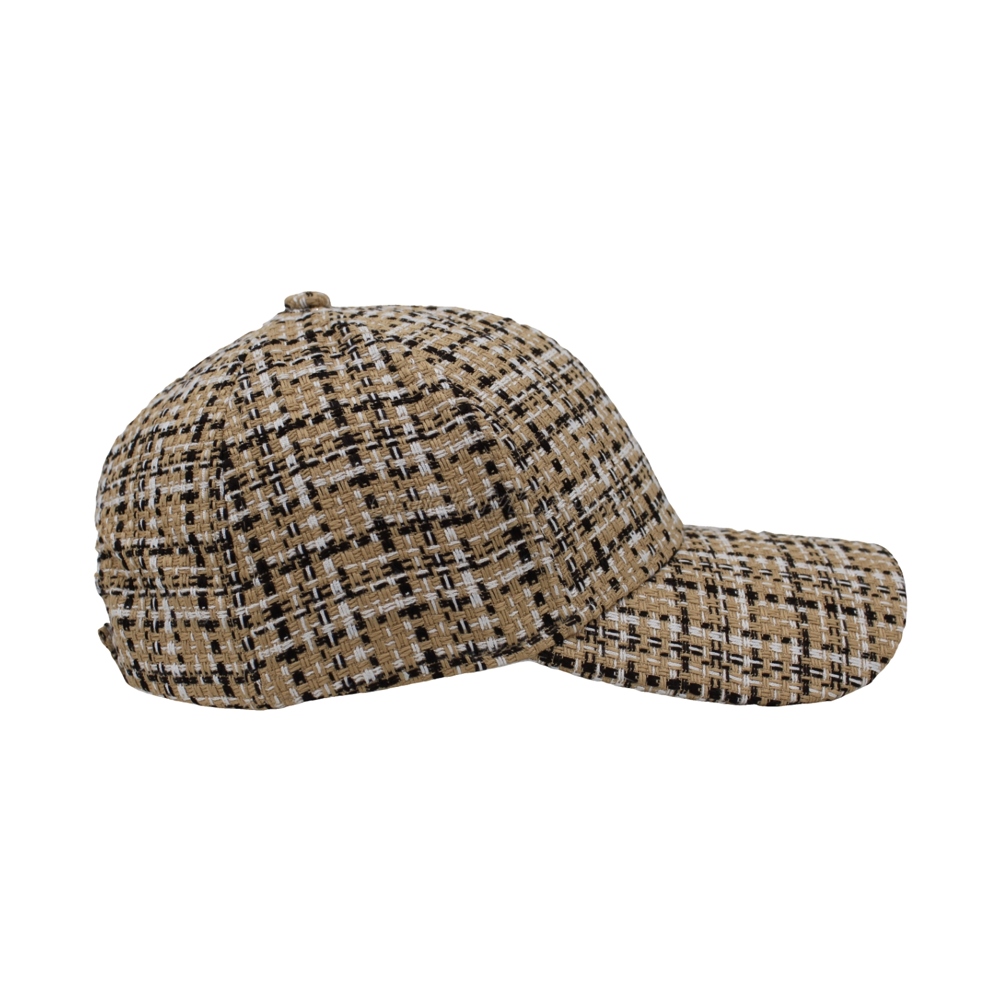 Hot Sale Checked Fabric Six Panels Structured Baseball Cap And Hat with Custom Logo Design