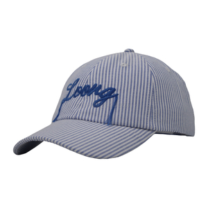 New Design Stripe Fabric Baseball Cap And Hat with Custom Tassel Embroidery
