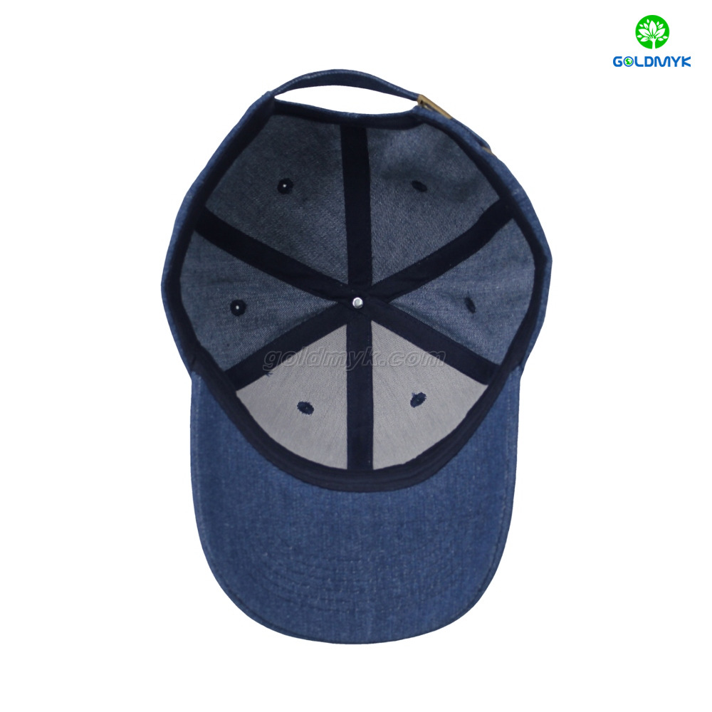 Custom 100% Cotton Twill Denim Navy Blue 6-Panel Baseball Cap Hat TPU Logo Sporty Design for Women Men Embroidery Business