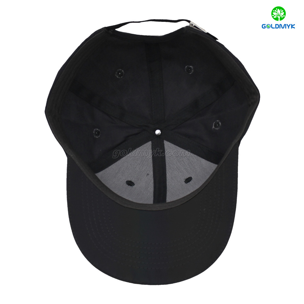 Dazzling 100% Polyester Black Flat Embroidery Street Style Custom Fabric Cap Curved Brim 6-Panel Baseball Cap