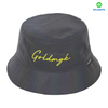 Dazzling 100% Polyester Black Flat Embroidery Street Style Custom Fabric Bucket Floppy Hat 