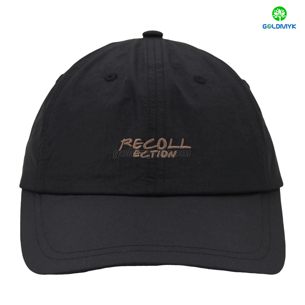 High Quality 100% Polyester Stylish Black Design Sporty Common Business 6-Panel Baseball Cap