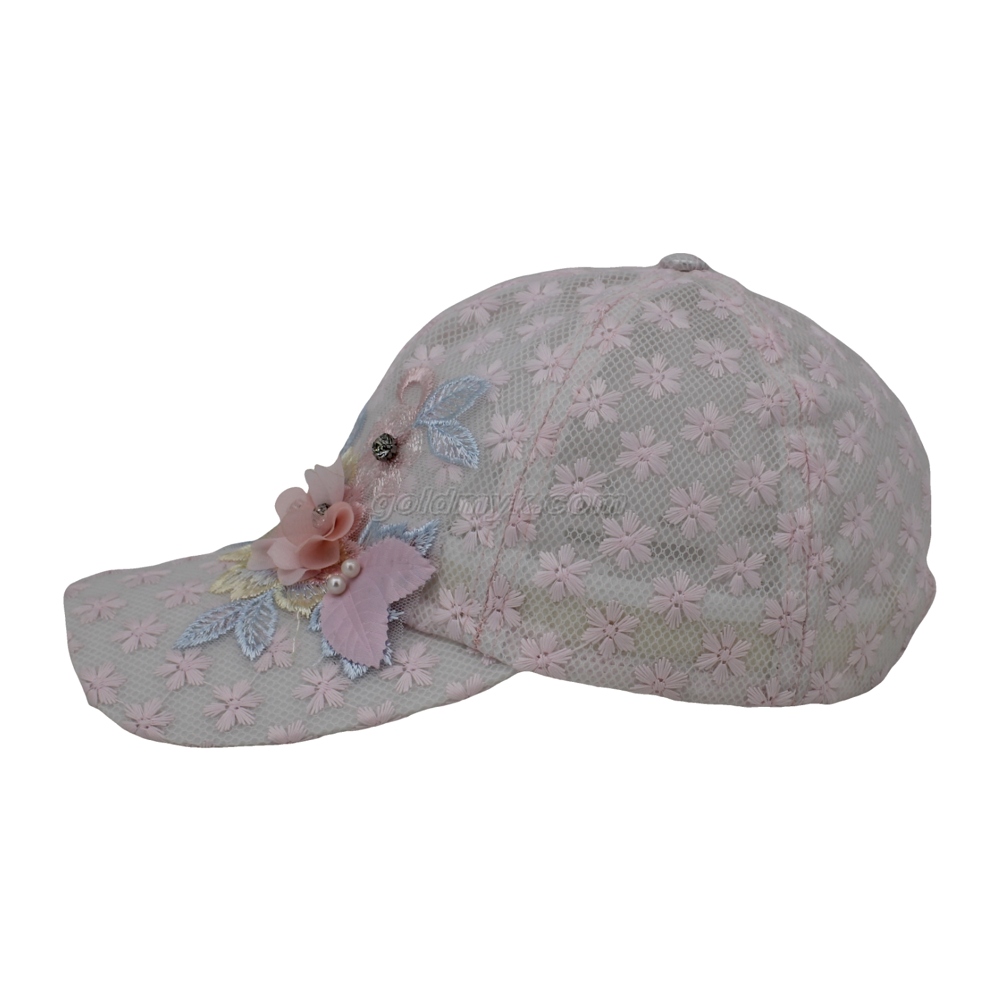 100% Polyester Baseball Cap Rope of Women And Men Custom Embroidery Silk Printed 6 Panel Cap Metal Buckle Closure
