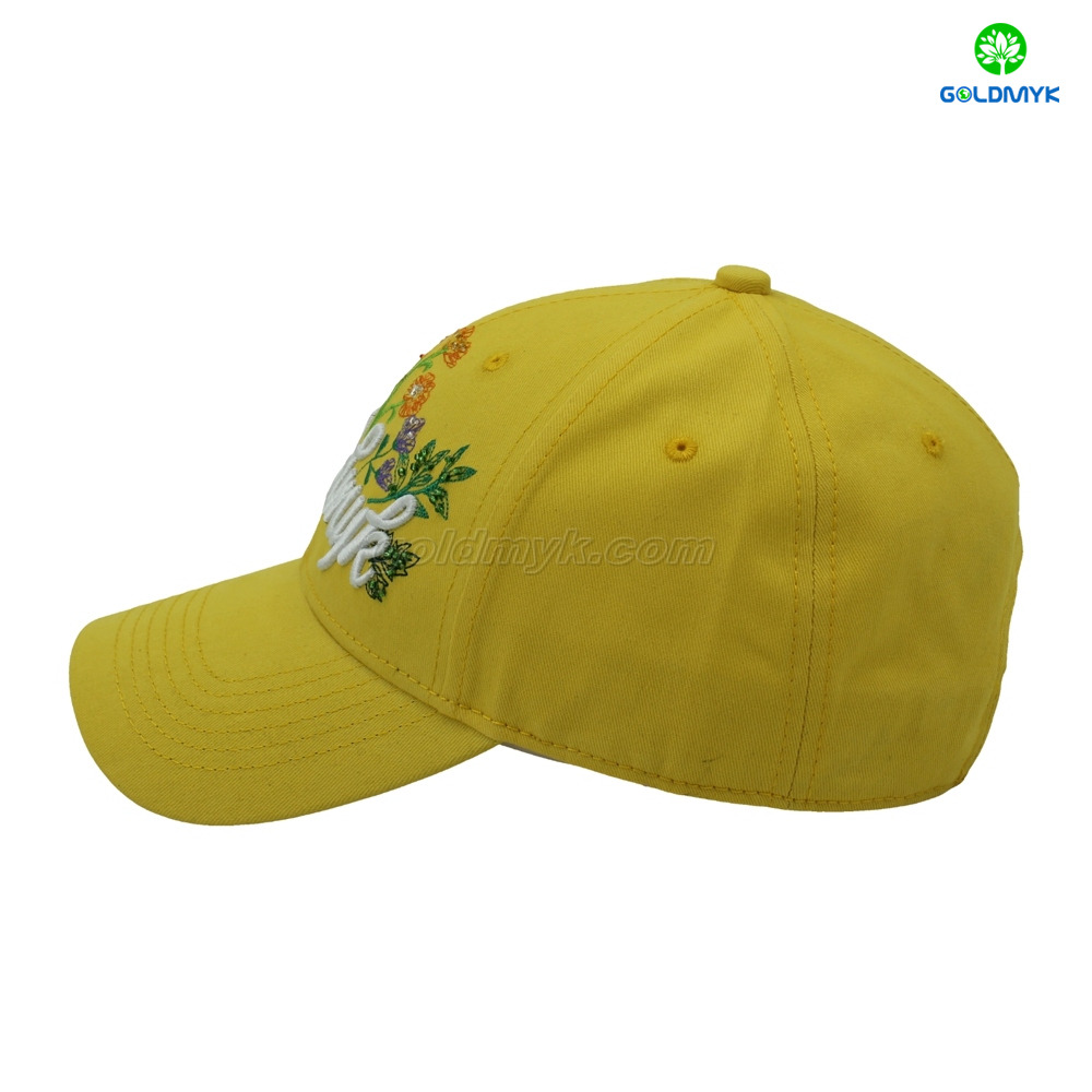 3D Embroidery & Beaded Embroidery 6-Panel Curved Brim Dad Hat 100% Cotton Custom Fabric Metal Buckle Closure 6-Panel Baseball Cap