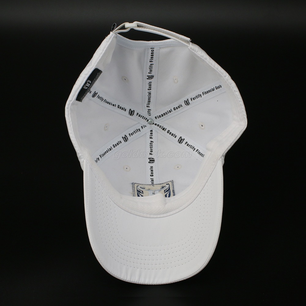 Wholesale Unstructured 100% Polyester Microfiber Fabric 6 Panels White Baseball Cap And Hat with Customized Flat Embroidery Logo