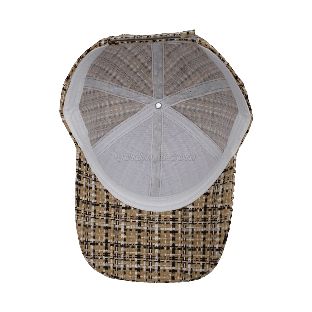 Hot Sale Checked Fabric Six Panels Structured Baseball Cap And Hat with Custom Logo Design