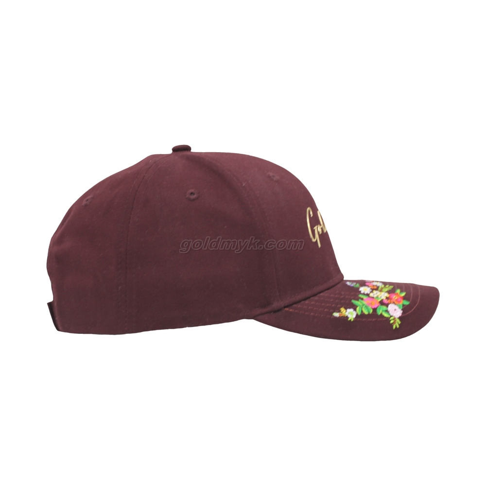 100% Cotton Baseball Cap Rope of Women And Men Custom Embroidery Silk Printed 6 Panel Cap Metal Buckle Closure