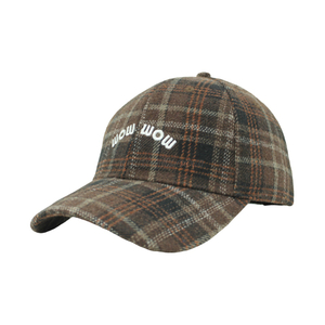 Warm And Thick And Wool Checked Fabric Baseball Cap And Hat with Custom Embroidery