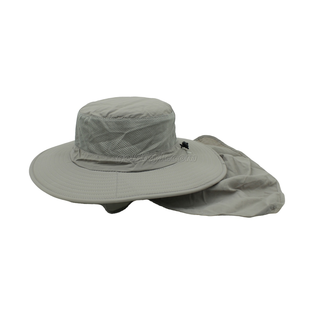 Best Sale UV Protection 100% Polyester Nylon Fabric Bucket Hat with Neck Protection