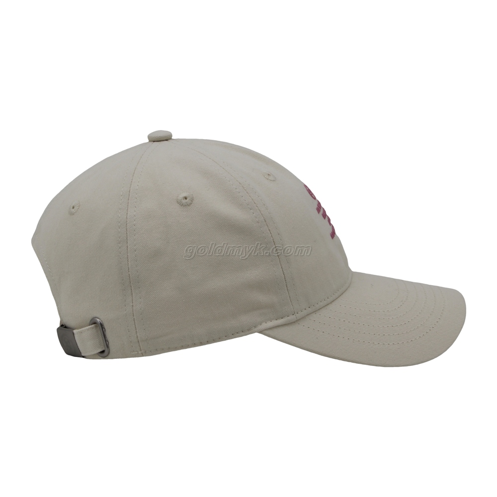 100% Cotton Baseball Cap Rope of Women And Men Custom Embroidery Silk Printed 6 Panel Cap Metal Buckle Closure