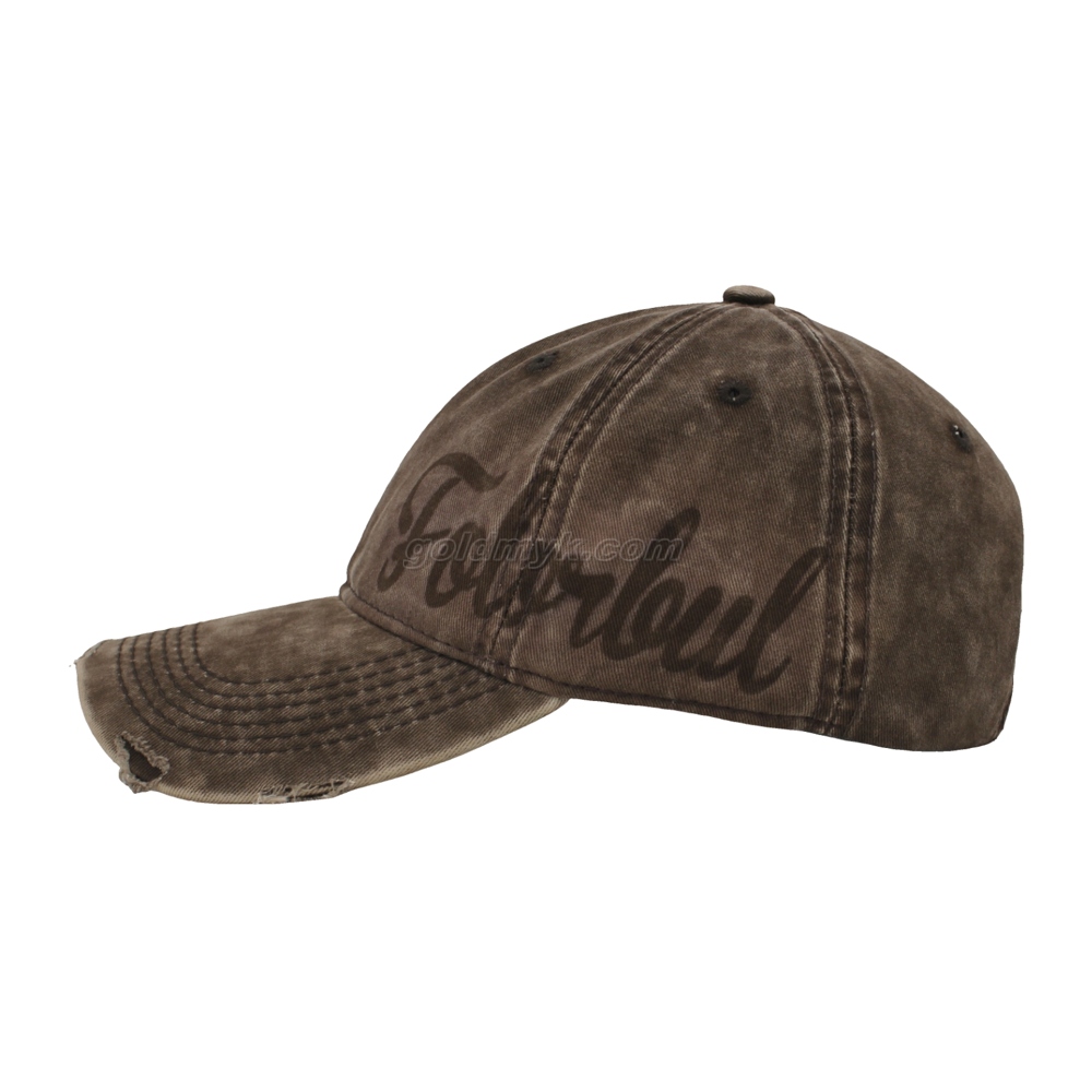 100% Washed Cotton Baseball Cap Rope of Women And Men Custom Embroidery Silk Printed 6 Panel Cap Metal Buckle Closure