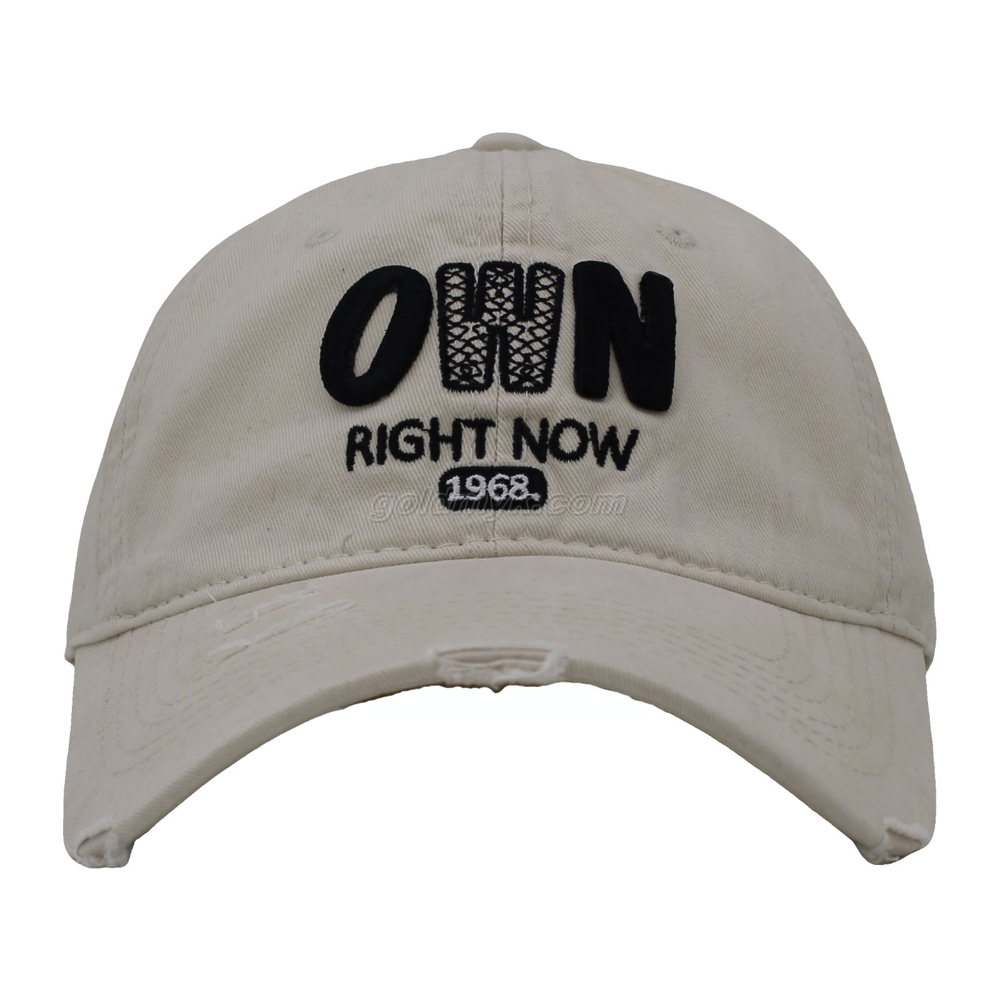 New Design Embroidery Distressed Washed Cotton Unstructured Baseball Cap And Hat Factory