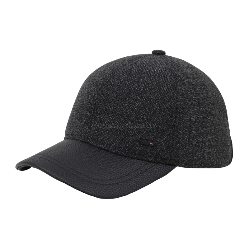 Custom Warm Fabric Full Back Baseball Cap And Hat with Leather Visor And Peak