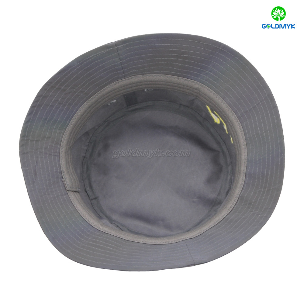 Dazzling 100% Polyester Black Flat Embroidery Street Style Custom Fabric Bucket Floppy Hat 