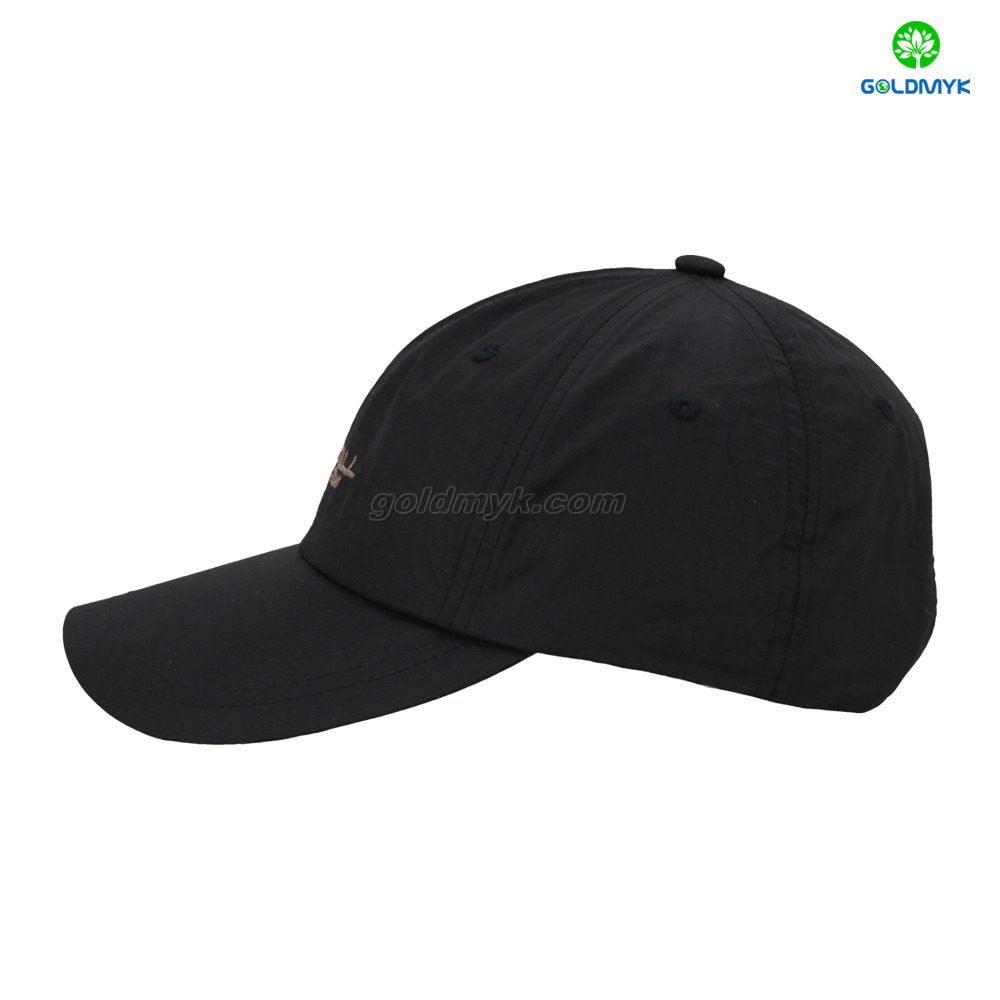 High Quality 100% Polyester Stylish Black Design Sporty Common Business 6-Panel Baseball Cap
