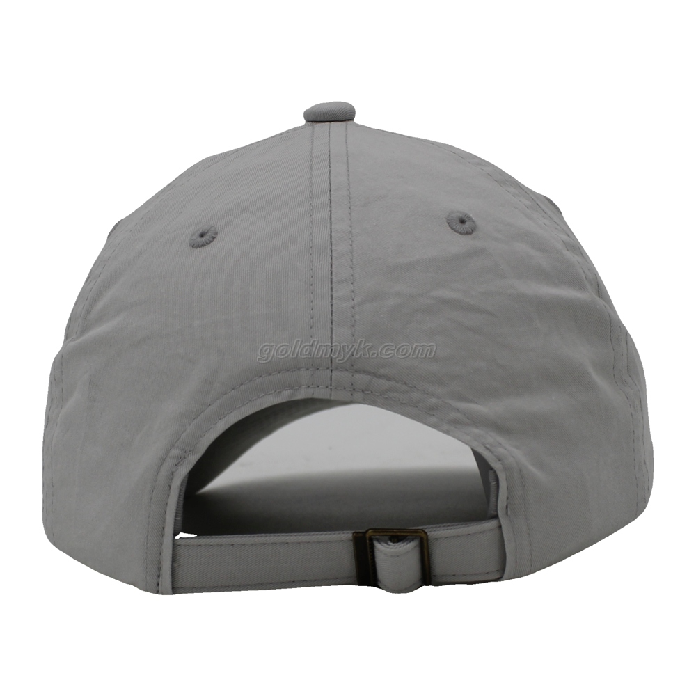 100% Washed Cotton Baseball Cap Rope of Women And Men Custom Embroidery Silk Printed 6 Panel Cap Metal Buckle Closure