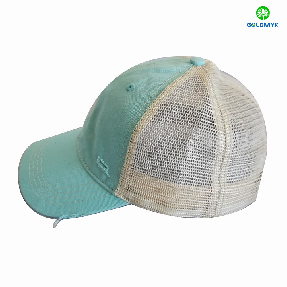 100% Cotton Blank Washed Mesh Cap 