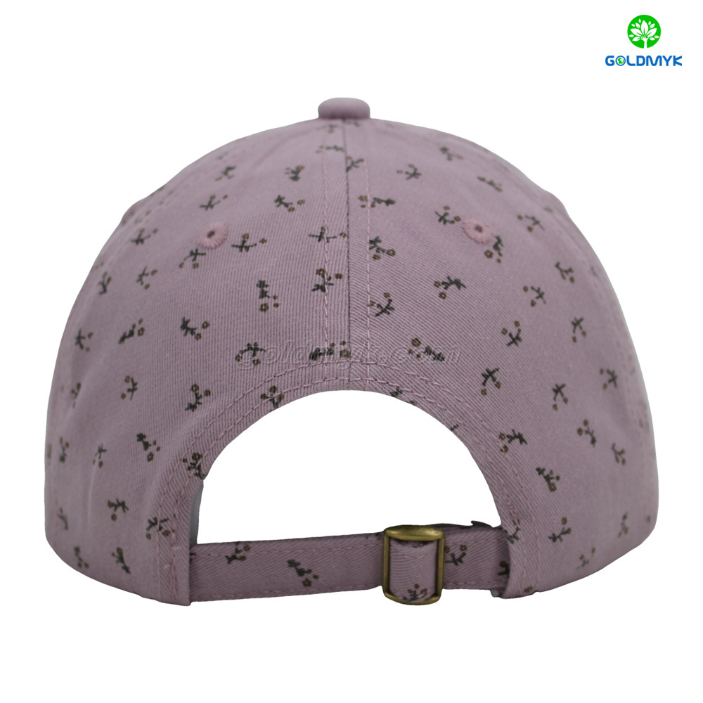 Purple Washed Floral Baseball Cap, Vintage Flower Pattern Adjustable Dad Hat