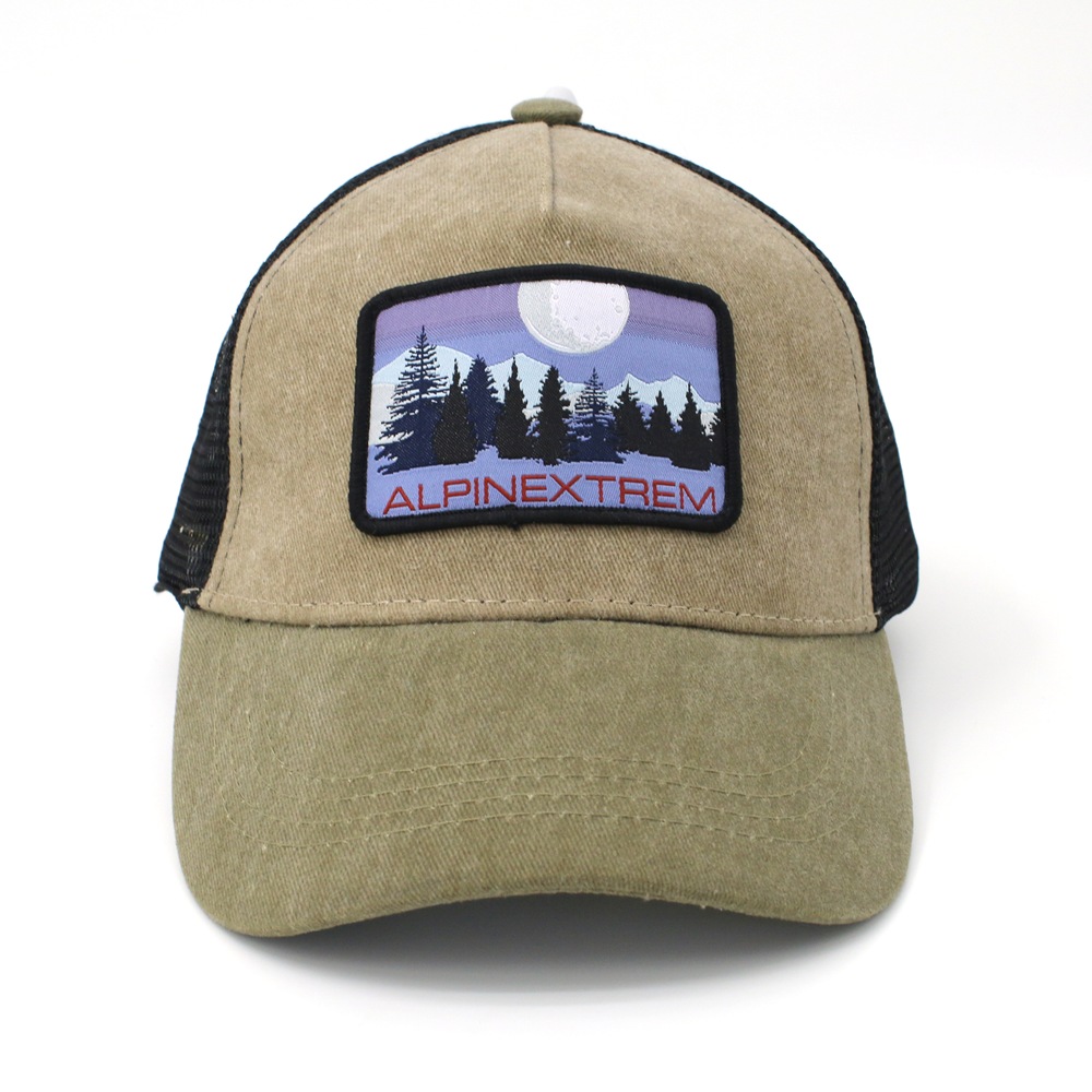 Wholesale Promotional 5 Panel Cotton Mesh Caps Supplier Trucker Hat Custom Logo Woven Label Patch for Unisex