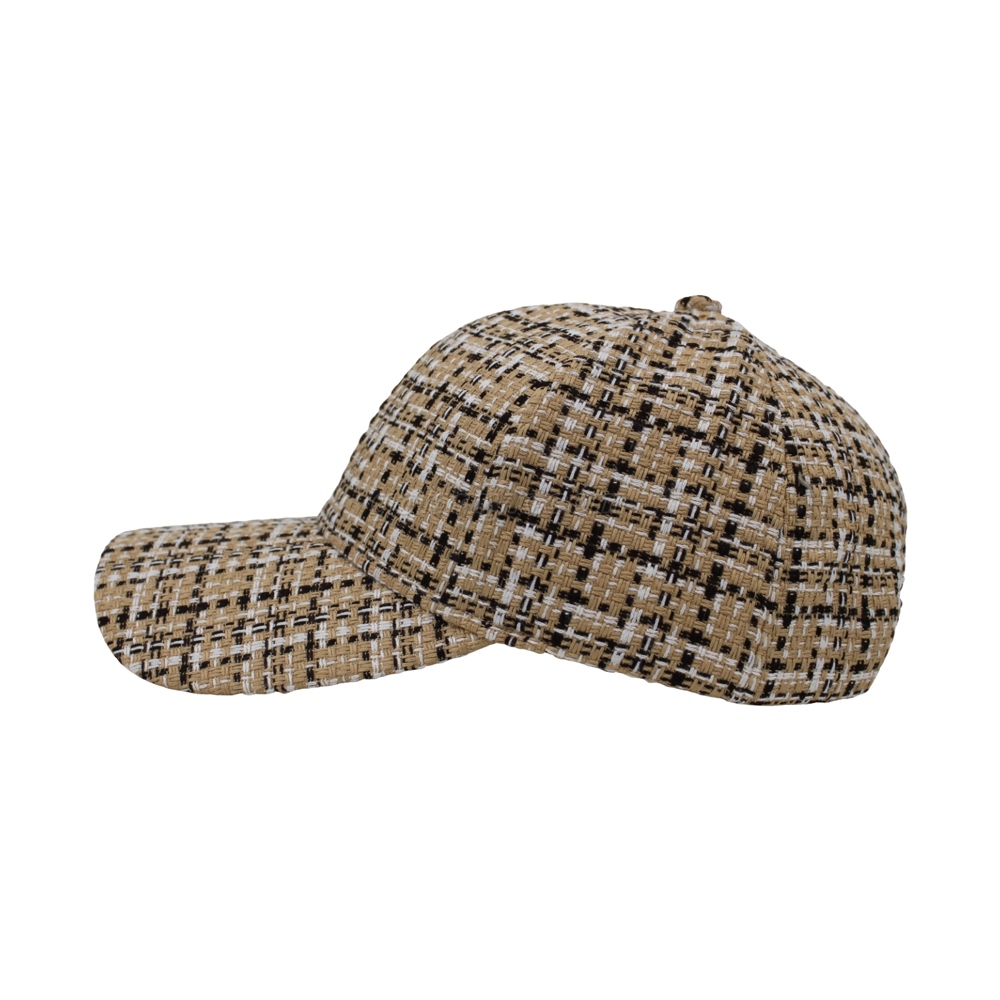 Hot Sale Checked Fabric Six Panels Structured Baseball Cap And Hat with Custom Logo Design