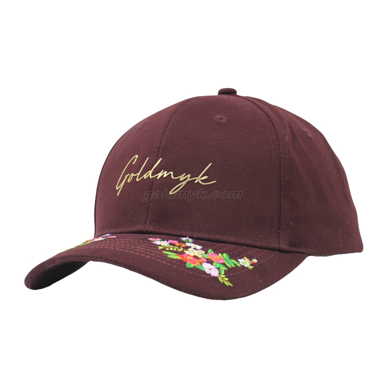 100% Cotton Baseball Cap Rope of Women And Men Custom Embroidery Silk Printed 6 Panel Cap Metal Buckle Closure