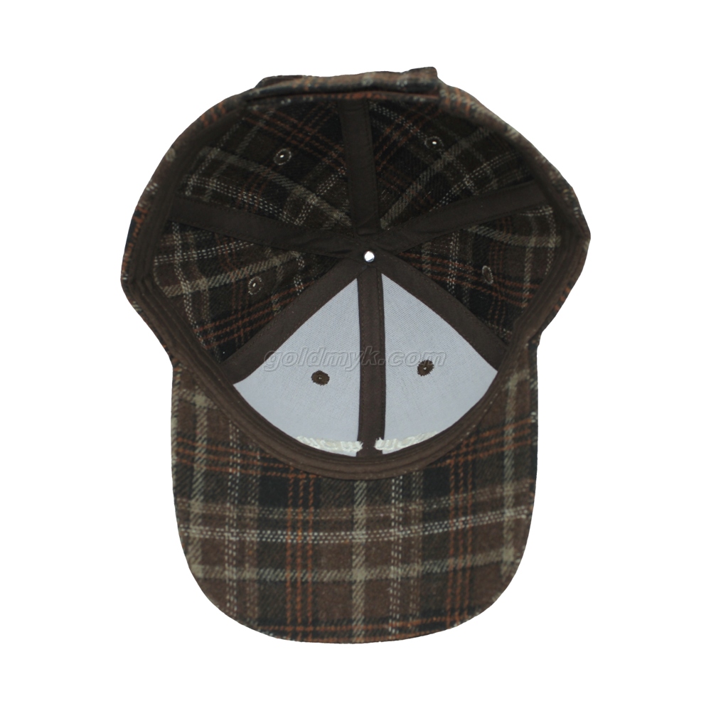 Warm And Thick And Wool Checked Fabric Baseball Cap And Hat with Custom Embroidery