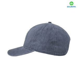 Custom Logo 100% Cotton Twill Fabric Distressed Wash 6-Panel Navy Blue Baseball Cap Hat Sporty for Women Men Embroidery Option