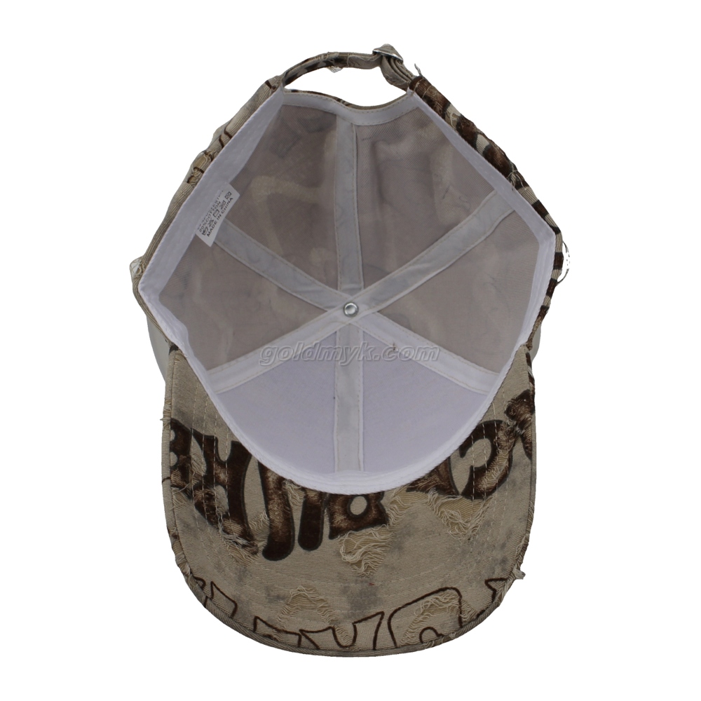 100% Cotton Baseball Cap Rope of Women And Men Custom Embroidery Silk Printed 6 Panel Cap Metal Buckle Closure