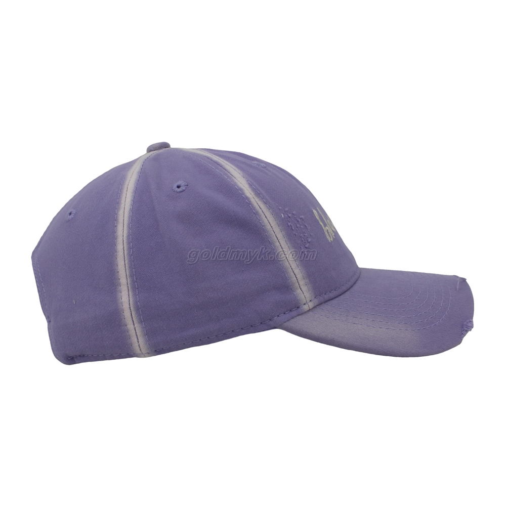 New Purple Color Distressed Wash Cotton Baseball Cap And Hat with Custom Embroidery Logo