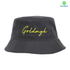 Dazzling 100% Polyester Black Flat Embroidery Street Style Custom Fabric Bucket Floppy Hat 