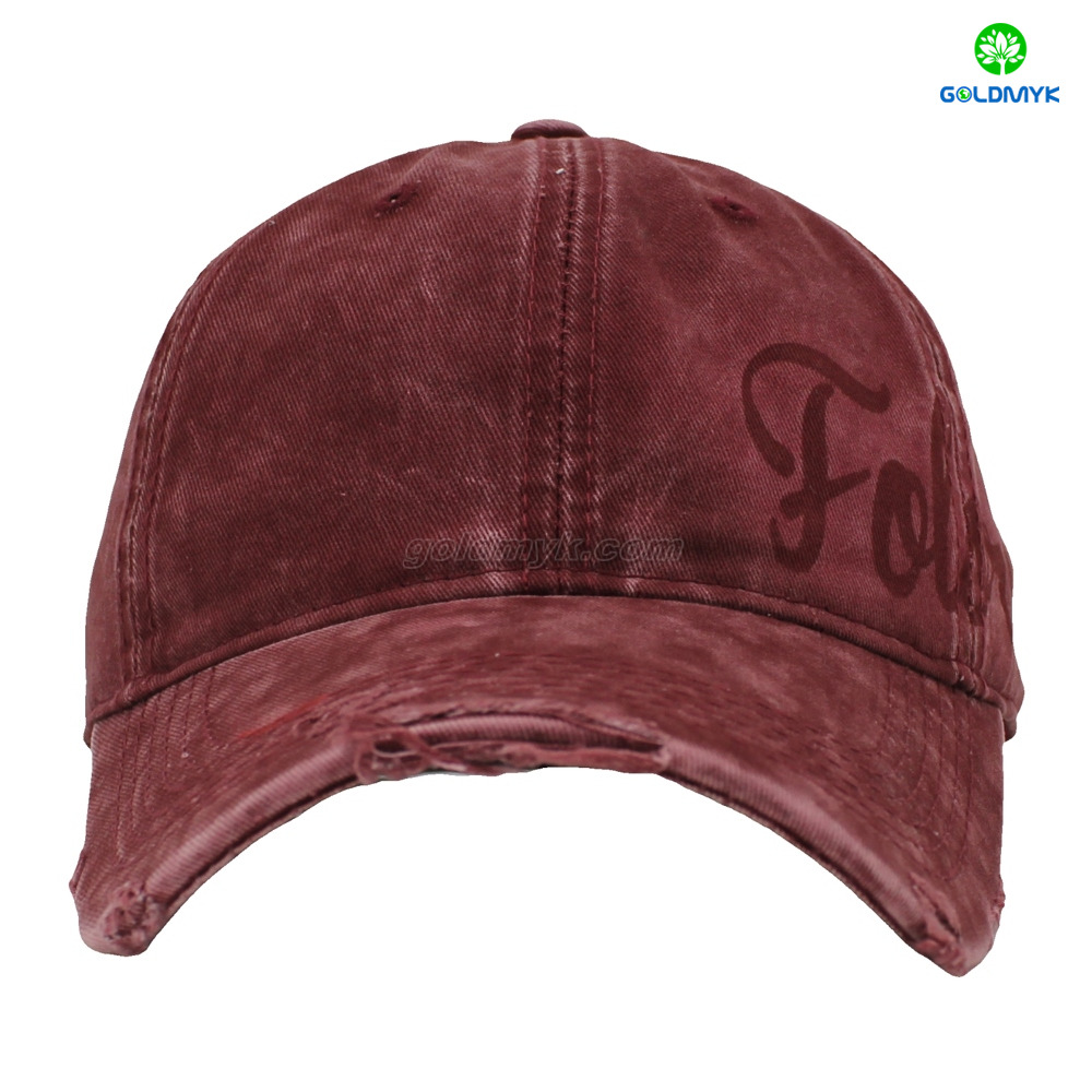 Stylish 6-Panel Red Curved Brim Washed Design for Sports Business Or Street Style Baseball Cap