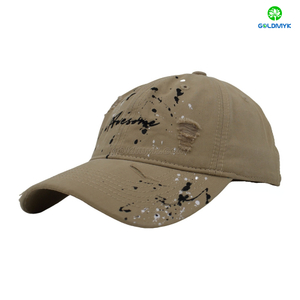 100% Cotton Flat Embroidery Checked Pattern Street Style Custom Fabric Cap Curved Brim 6-Panel Baseball Cap