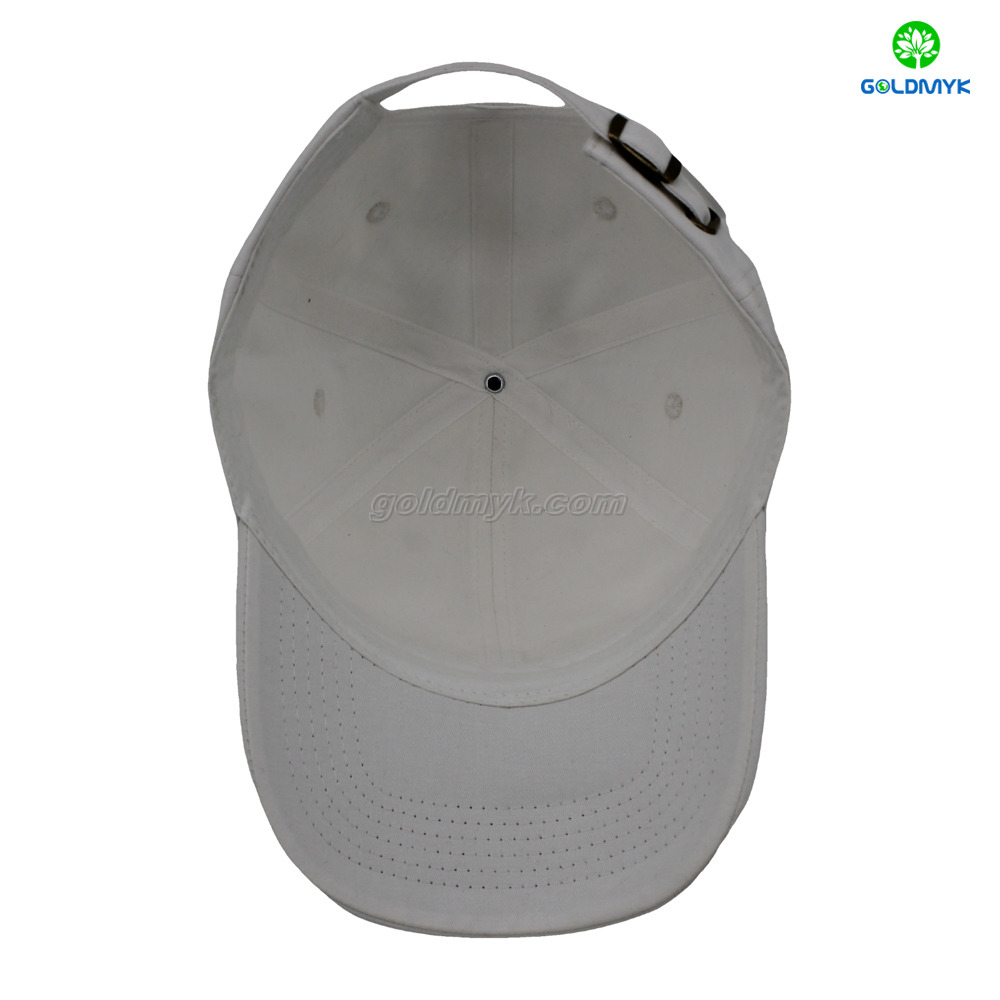 White Flat Embroidery Style Dad Hat Custom Fabric Cap Curved Brim 6-Panel Baseball Cap
