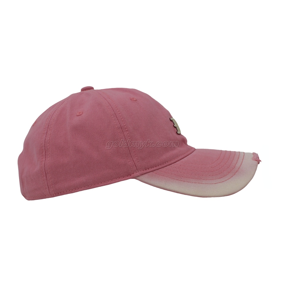 100% Washed Cotton Baseball Cap Rope of Women And Men Custom Embroidery Silk Printed 6 Panel Cap Metal Buckle Closure