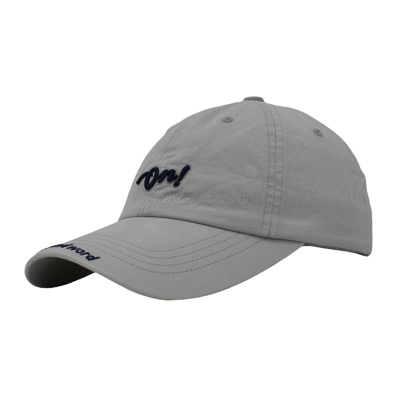 100% Washed Cotton Baseball Cap Rope of Women And Men Custom Embroidery Silk Printed 6 Panel Cap Metal Buckle Closure